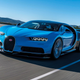 A photo of a blue Bugatti Chiron hypercar